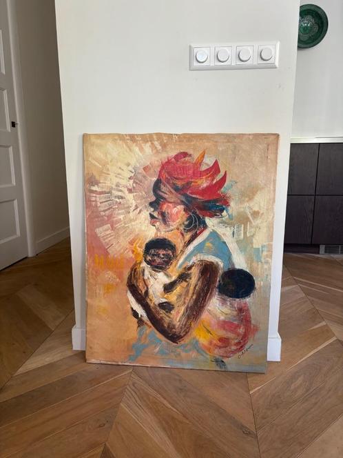 Groot Afrikaans schilderij, Antiek en Kunst, Kunst | Schilderijen | Klassiek, Ophalen