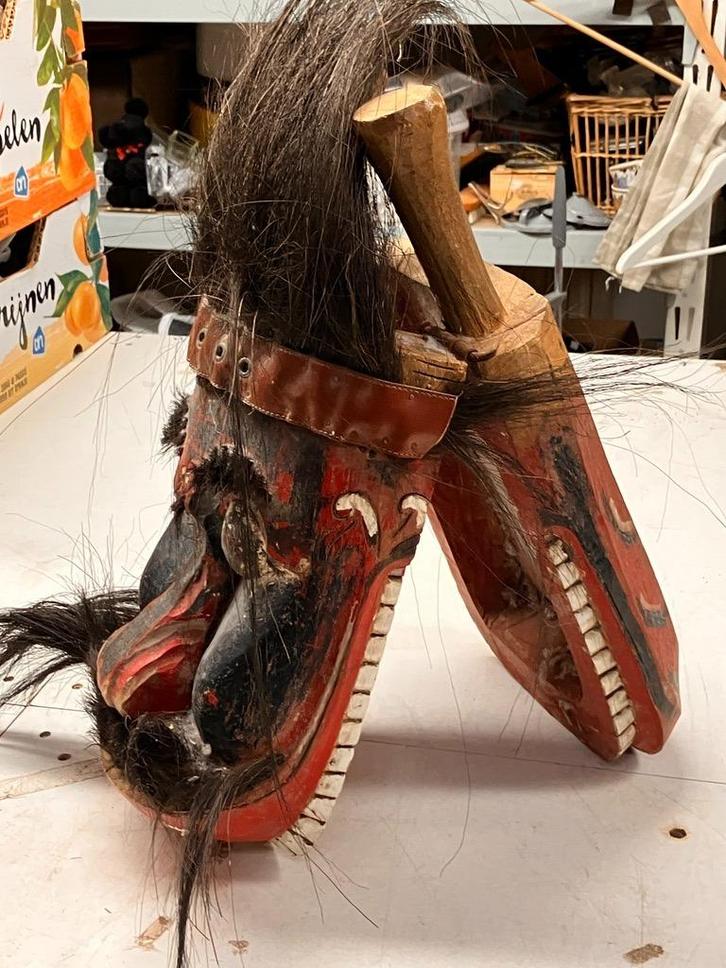 Perchten/Kukeri klapmasker hout ca.1930–60, klapkaak, Antiek en Kunst, Curiosa en Brocante, Verzenden