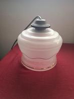 2 witte oude glazen hanglampen, Huis en Inrichting, Lampen | Hanglampen, Ophalen of Verzenden, Gebruikt, Glas, Minder dan 50 cm