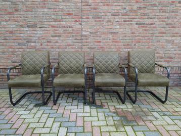 4 Industriële Eetkamerstoelen Civo Olijfgroen beschikbaar voor biedingen