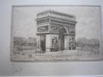 PARIJS, Arc de Triomp, Mooie a.n Ets in mooi lijstje, Antiek en Kunst, Ophalen of Verzenden