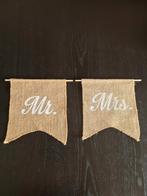 Mr Mrs stoelhanger jute bruiloft, Ophalen of Verzenden, Nieuw, Versiering, Geboorte of Huwelijk