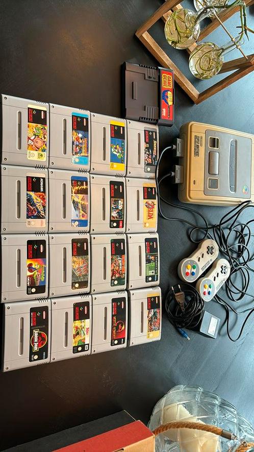 Super Nintendo Snes set, 16 spellen, zelda, super bonk, etc, Spelcomputers en Games, Spelcomputers | Nintendo Super NES, Niet werkend