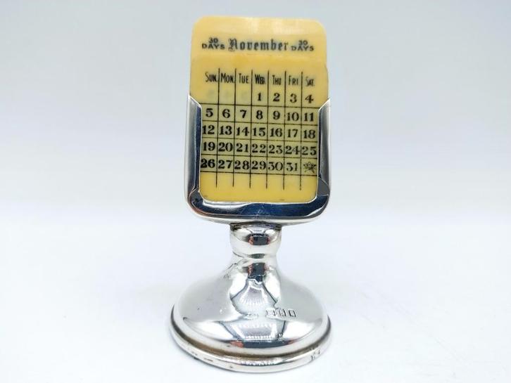 Vintage zilveren bureaukalender inclusief kaartjes, Londen, Antiek en Kunst, Antiek | Kantoor en Zakelijk, Verzenden