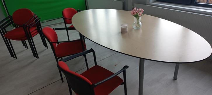 Gratis tafelblad ijzerenpoten ovale kantine tafel eetafel, Huis en Inrichting, Tafels | Eettafels, Gebruikt, 100 tot 150 cm, 200 cm of meer