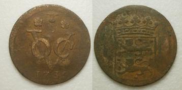 West Friesland VOC Duit 1736 - Zeer Zeldzaam - RR beschikbaar voor biedingen