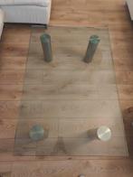 Glazen salontafel met rvs poten 120x80x37 cm, Huis en Inrichting, Tafels | Salontafels, Ophalen, 100 tot 150 cm, 50 tot 100 cm