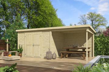 Blokhut met overkapping Kjeld 550x250 onbehandeld vuren beschikbaar voor biedingen