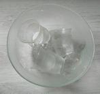 Punch bowl set met bloemmotief en 6 glazen., Antiek en Kunst, Antiek | Glas en Kristal, Ophalen