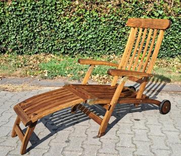 Woodens Teak deckchair met wielen, inklapbaar beschikbaar voor biedingen