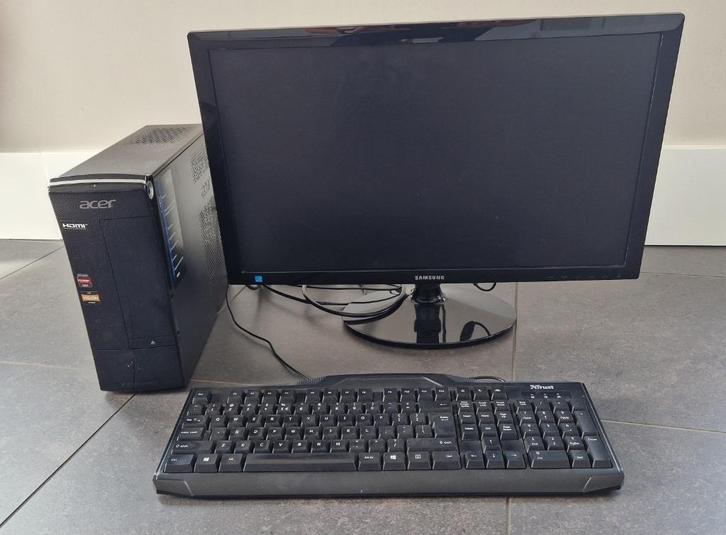 Acer PC + Samsung monitor, Computers en Software, Desktop Pc's, Gebruikt, 2 tot 3 Ghz, HDD, 8 GB, Met videokaart, Met monitor