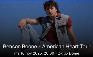 Benson Boone 10 november 1 ticket beschikbaar voor biedingen