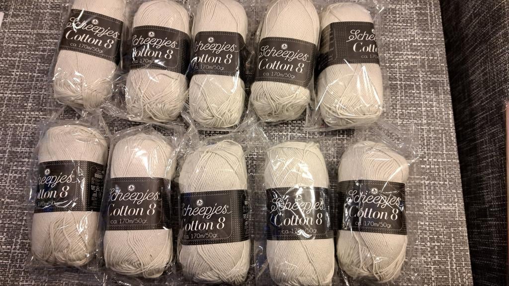 Scheepjes Cotton 8 - zilver grijs Katoengaren, Ophalen of Verzenden, Nieuw, Breien of Haken, Wol of Garen