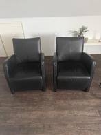 Leren stoel, 2 stuks, Huis en Inrichting, Ophalen, Gebruikt, Twee, Zwart