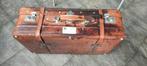 Golden Leaf Vintage bruin verweerd leer koffer, Sieraden, Tassen en Uiterlijk, Koffers, Ophalen, Gebruikt, 45 tot 55 cm, Slot