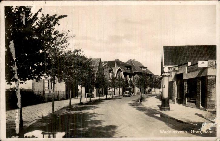 Waddinxveen - Oranjelaan Garage, Verzamelen, Ansichtkaarten | Nederland, Gelopen, Zuid-Holland, 1920 tot 1940, Ophalen of Verzenden