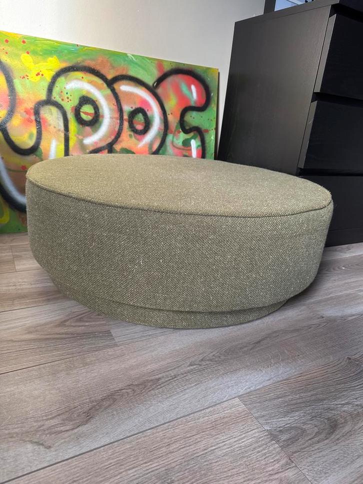 Stoffen Poef - Groen, Huis en Inrichting, Banken | Voetenbanken en Poefen, Zo goed als nieuw, 50 tot 75 cm, Minder dan 50 cm, Rond