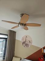 Plafondventilator lamp, timer, afstandbediening, chrome hout, Ophalen of Verzenden, Zo goed als nieuw, Plafondventilator