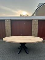 Ovale eiken tafel 1.20 x 2.60 m met stalen matrixpoot, Huis en Inrichting, Tafels | Eettafels, 200 cm of meer, Nieuw, 200 cm of meer