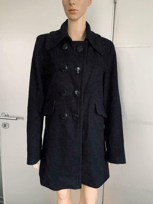D1046 MEXX mt. 40=M lange wollen jas winter winterjas zwart, Kleding | Dames, Jassen | Winter, Zo goed als nieuw, Maat 38/40 (M)