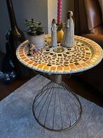 Goudkleurig Mozaïek Salontafel/Bijzettafel, Metaal of Aluminium, Rond, Zo goed als nieuw, Ophalen