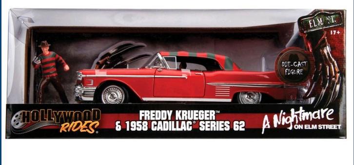 Jada Toys Elm Street Freddy Krueger Cadillac, Verzamelen, Poppetjes en Figuurtjes, Zo goed als nieuw, Ophalen of Verzenden