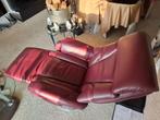 Luxe Elektr. bordeaux rode relaxstoel met accu z.g.a.n., Minder dan 75 cm, Leer, Ophalen of Verzenden, Zo goed als nieuw