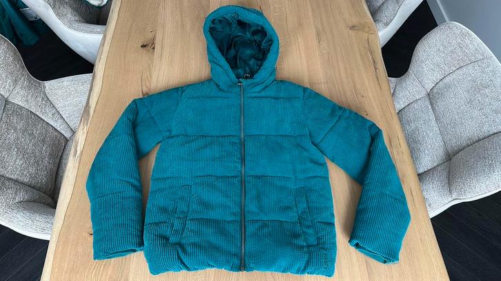 Winterjas meisje petrol groen mt 158/164, Kinderen en Baby's, Kinderkleding | Maat 158, Zo goed als nieuw, Meisje, Jas, Ophalen of Verzenden