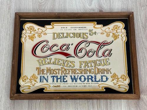 Coca cola vintage spiegel 1950, Antiek en Kunst, Antiek | Spiegels, Minder dan 50 cm, Minder dan 100 cm, Rechthoekig, Ophalen of Verzenden