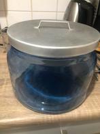 Blauwe glazen pot met deksel, Ophalen of Verzenden, Gebruikt