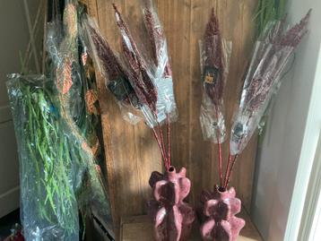 NIEUW set van 6 PTMD kunstbloemen Pampas metallic 84 cm beschikbaar voor biedingen