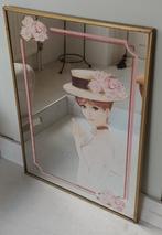 Mooie vintage art nouveau lady spiegel, Antiek en Kunst, Antiek | Spiegels, Minder dan 100 cm, Minder dan 50 cm, Rechthoekig, Ophalen of Verzenden