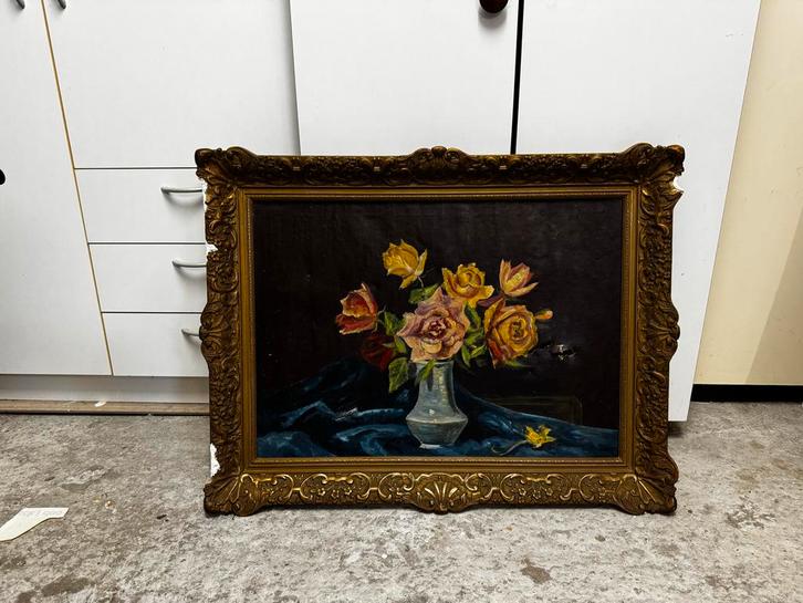 Bloemenstilleven met gouden lijst, Antiek en Kunst, Kunst | Schilderijen | Klassiek, Ophalen