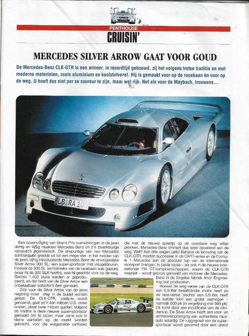 Reportage Mercedes-Benz CLK-GTR Silver Arrow, Penthouse 1998, Boeken, Auto's | Folders en Tijdschriften, Nieuw, Mercedes, Ophalen of Verzenden