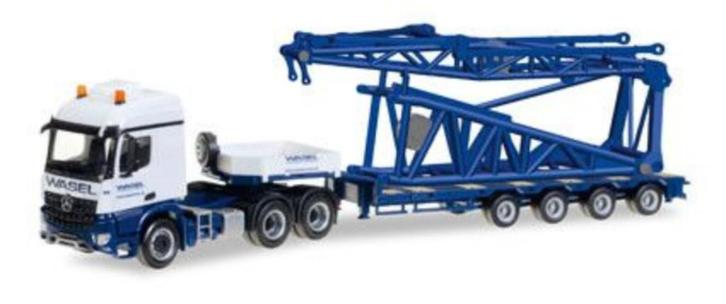 Mercedes Benz Arocs S.Sz. + Anlenkstück LR1600/2"Wasel"herpa, Hobby en Vrije tijd, Modelauto's | 1:87, Nieuw, Bus of Vrachtwagen