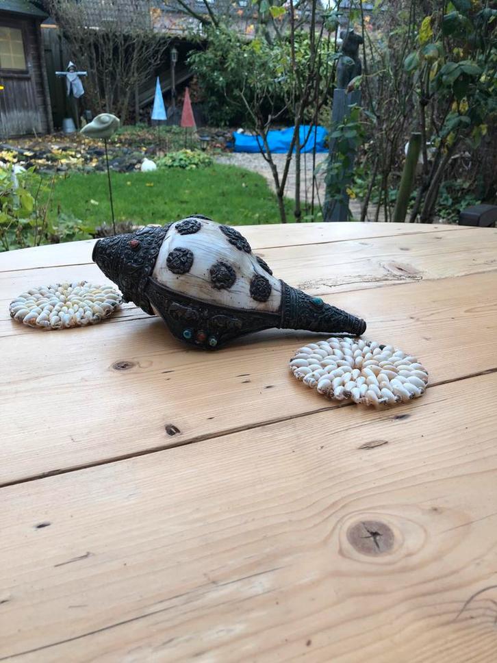 Tibetaanse Conch Schelp - Decoratief & Authentiek, Antiek en Kunst, Kunst | Niet-Westerse kunst, Ophalen of Verzenden