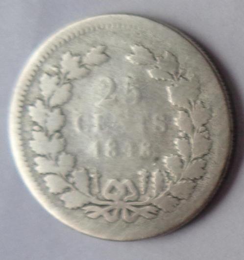 Willem II 25 Cent 1848 Zilver, Postzegels en Munten, Munten | Nederland, Losse munt, 25 cent, Koning Willem II, Zilver, Verzenden