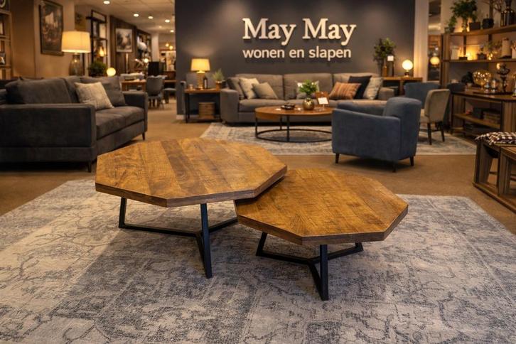 Salontafel 8-Hoekig 2-Delig mango Direct leverbaar E-7316, Huis en Inrichting, Tafels | Salontafels, Nieuw, Minder dan 50 cm, 50 tot 100 cm