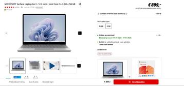 MICROSOFT Surface Laptop Go 3 12.4 inch -Intel Core i5 -8GB  beschikbaar voor biedingen