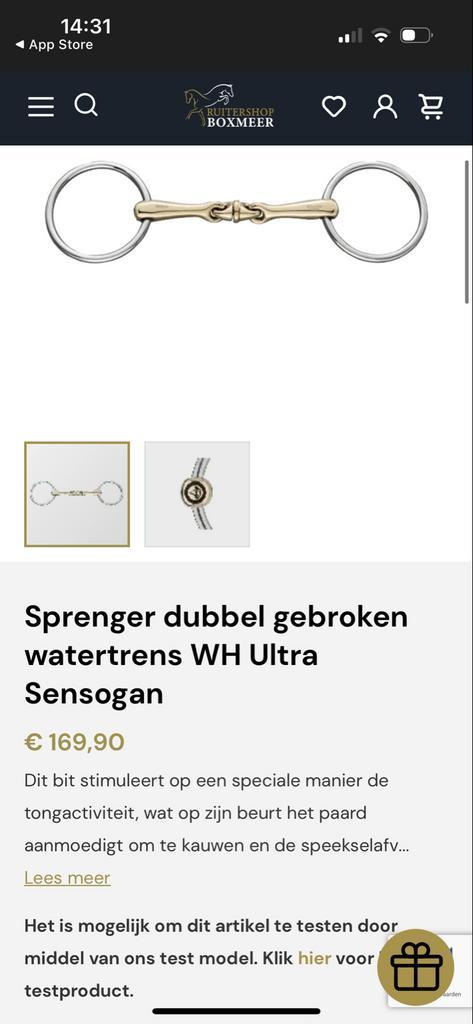 Sprenger dubbel gebroken watertrens bit, Dieren en Toebehoren, Paarden en Pony's | Hoofdstellen en Tuigage, Dressuur, Ophalen of Verzenden