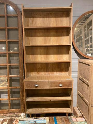 Vintage teakhouten buffetkast/boekenkast met 2 lades beschikbaar voor biedingen