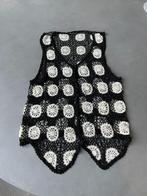 Zwart/wit gehaakt gilet/vestje, maat M, Verzenden, Zo goed als nieuw, Maat 38/40 (M), Zwart