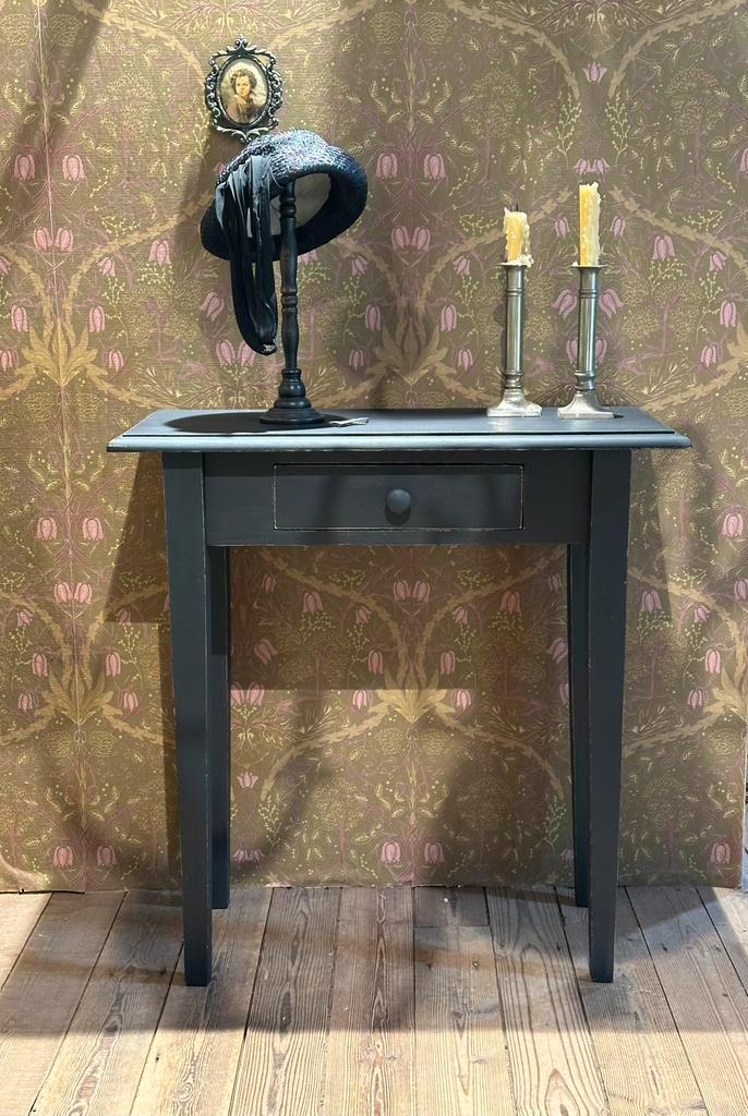 Brocante sidetabletje - tafeltje - zwart, Huis en Inrichting, Tafels | Bijzettafels, Zo goed als nieuw, Ophalen