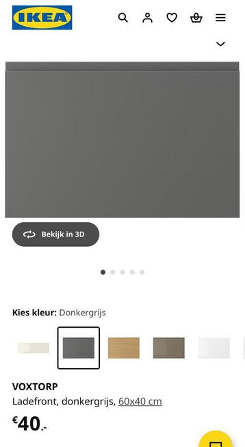 3x IKEA VOXTORP Ladefront, donkergrijs, 60x40 en 1x de 60x20 - afbeelding 3