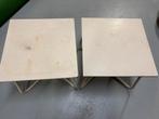 Crème Bijzettafels - Tuin of Binnen, Huis en Inrichting, Tafels | Bijzettafels, Ophalen, Minder dan 45 cm, Minder dan 55 cm, Gebruikt