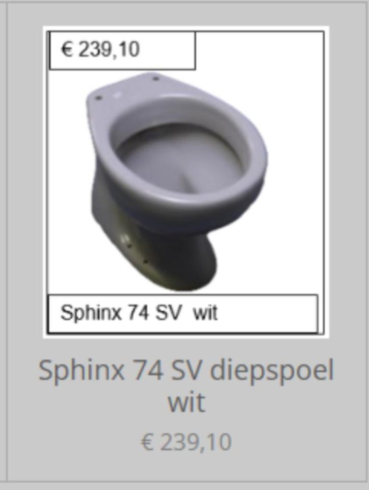 Sphinx 74 SV diepspoel wit, Doe-het-zelf en Verbouw, Sanitair, Nieuw, Toilet, Ophalen of Verzenden