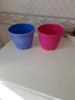 2 leuke bloempotjes, Tuin en Terras, Bloempotten, Ophalen, Kunststof, Tuin, Rond