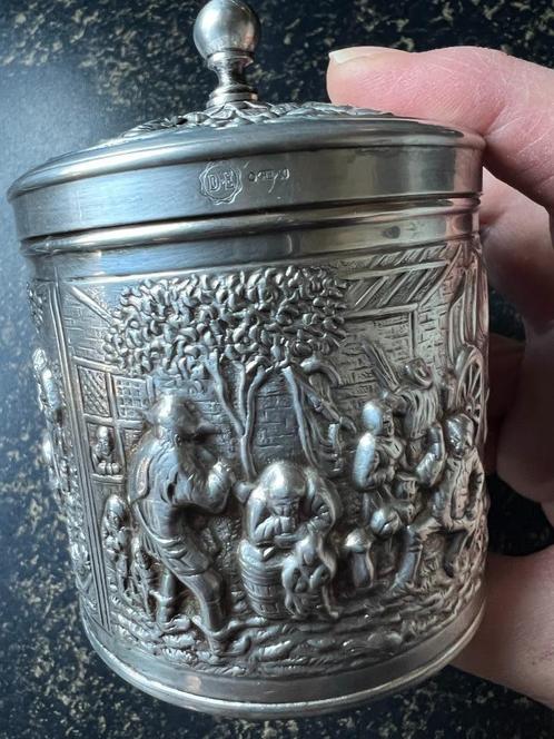 verzilverde theebus van Douwe Egberts, Antiek en Kunst, Antiek | Goud en Zilver, Zilver, Ophalen of Verzenden