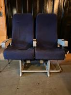 Vliegtuigstoel - Dubbel - Blauw, Huis en Inrichting, Stoelen, Ophalen, Gebruikt, Twee, Blauw