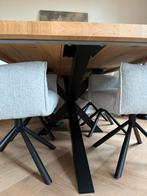 Eettafel Goossens Blend massief eiken (blank), Ophalen, 100 tot 150 cm, 200 cm of meer, Zo goed als nieuw